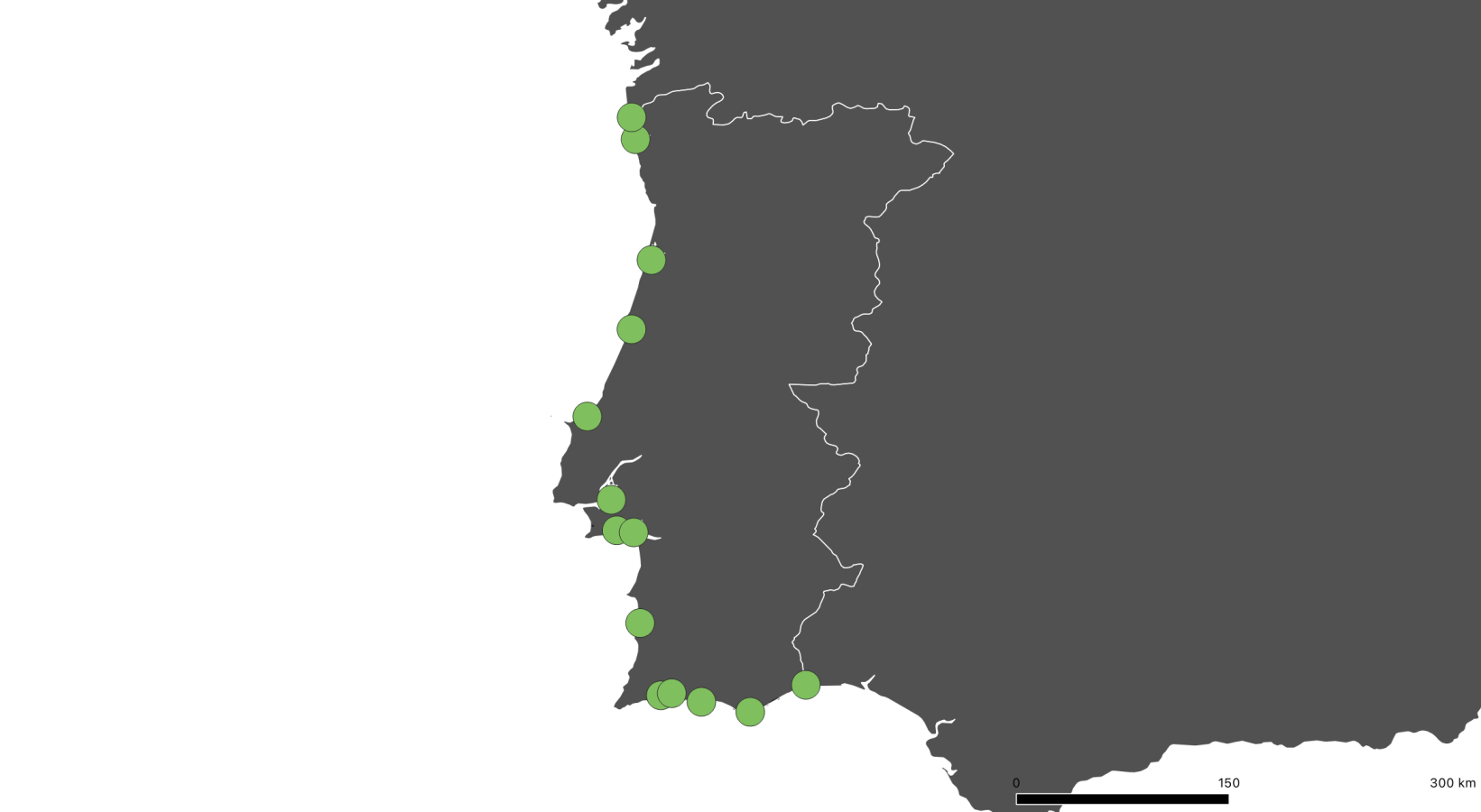 Distribuição ervas marinhas em Portugal