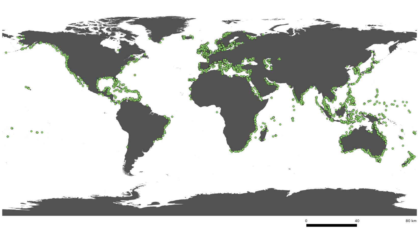 Distribuição global ervas marinhas